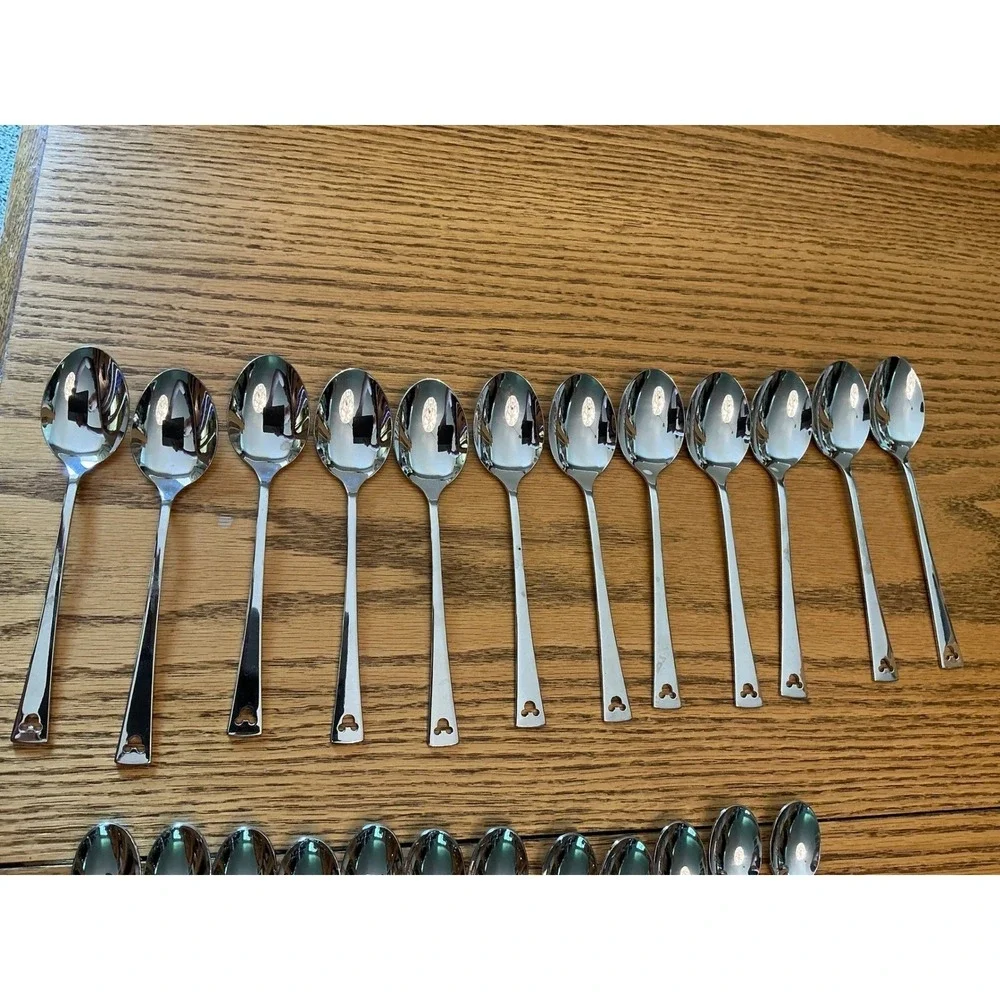 Disney Parks Mickey  Mouse Stainless Steel Flatware Set Forks Knives Spoons 48pc